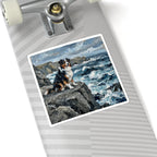 Australian Shepherd Acrylic Gallery Print Coastal Cliffside Kiss-Cut Stickers | Premium Dog Prints | Tritan — view 9 of 12