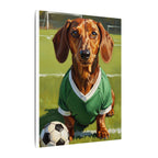 Dachshund Oil Painting Soccer Portrait Stretched Canvas Wall Art | Funny Dog Decor Gift | Pet Lover Home Art