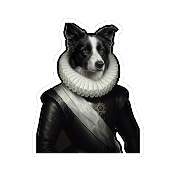 Border Collie Renaissance Royal Portrait Sticker, Dog Portrait Vinyl Decal, Kiss-Cut Sticker, Border Collie Lover Gift