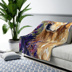 Golden Retriever Watercolor Lavender Fields Throw Blanket | Premium Dog Art | Tritan