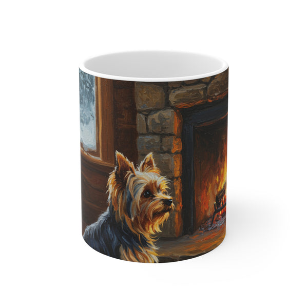 Acrylic Yorkshire Terrier - Winter Hearth | Ceramic Mug 11oz