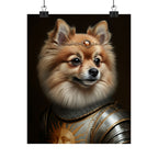 Pomeranian Medieval Knight Portrait Matte Poster, Regal Dog Art Print, Pomeranian Lover Gift, Wall Art