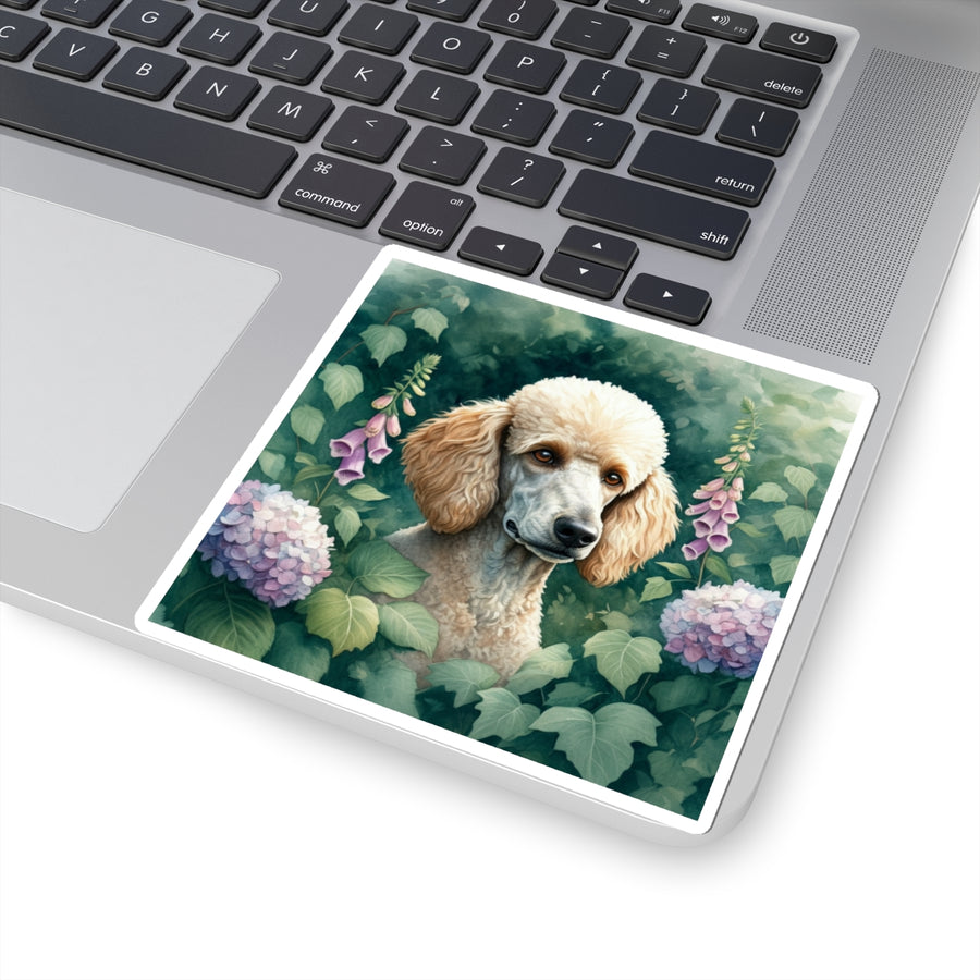 Poodle Watercolor Garden Peek Kiss-Cut Stickers | Premium Dog Prints | Tritan