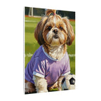 Shih Tzu Oil Painting Soccer Portrait Canvas Wall Art | Dog Lover Gift | Pet Decor | Sports Fan Art