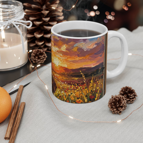 Dachshund Acrylic Gallery Print Sunset Prairie Coffee Mug | Premium Dog Prints | Tritan — Lifestyle View