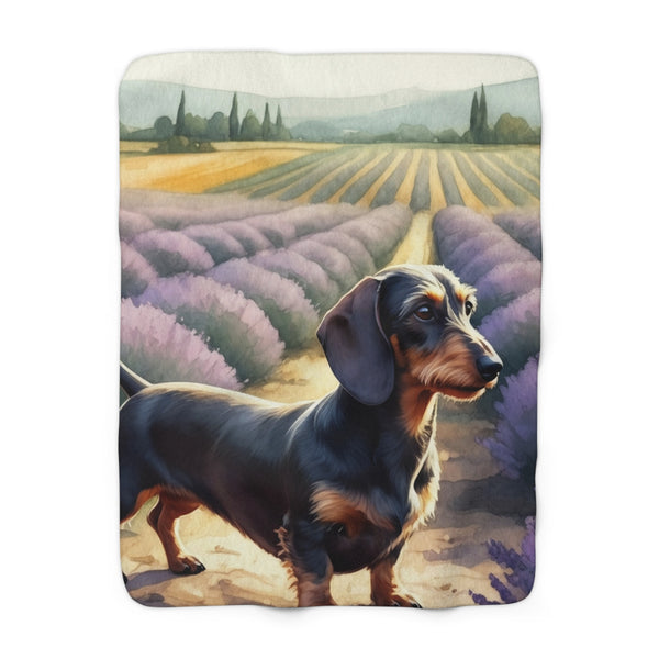 Dachshund Watercolor Lavender Fields Throw Blanket | Premium Dog Prints | Tritan