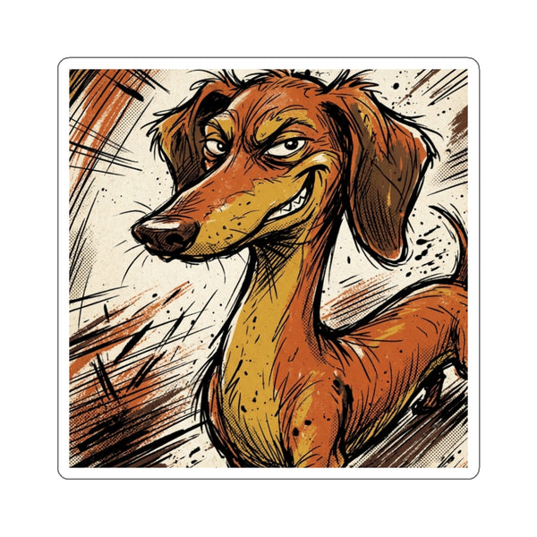 The Sneaky Dachshund Die-Cut Sticker | Comic Dog Art Gift