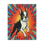 Boston Terrier Comic Art Canvas - Energetic Pop Art Dog Print - Retro Halftone Wall Decor