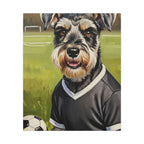 Miniature Schnauzer Soccer Portrait Oil Painting Canvas Wall Art, Schnauzer Dog Lover Gift, Pet Decor, Sports Fan Home Decor