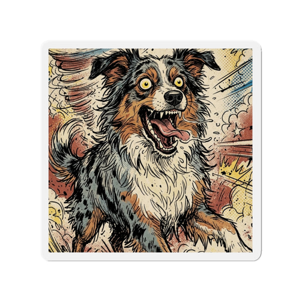 The Frantic Aussie Magnet | Australian Shepherd Comic Dog Art
