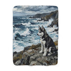 Acrylic Gallery Print Siberian Husky - Coastal Cliffside | Sherpa Fleece Blanket — primary view