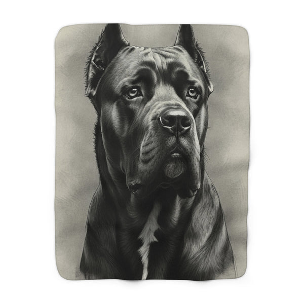 Cane Corso Charcoal Portrait Sherpa Fleece Blanket | Dog Lover Gift — primary view
