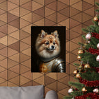 Pomeranian Medieval Knight Portrait Matte Poster, Regal Dog Art Print, Pomeranian Lover Gift, Wall Art