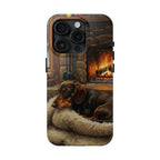 Acrylic Dachshund - Winter Hearth | Tough Phone Case