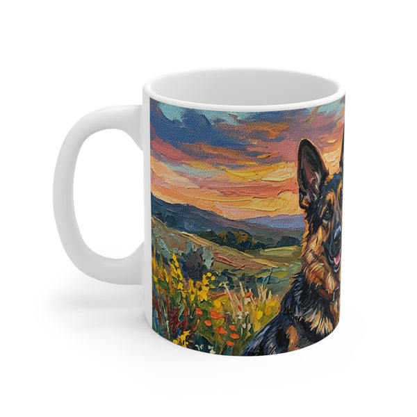 German Shepherd Acrylic Gallery Print Sunset Prairie Coffee Mug | Premium Dog Prints | Tritan