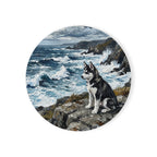 Siberian Husky Acrylic Gallery Print Coastal Cliffside Drink Coaster | Premium Dog Prints | Tritan — primary view