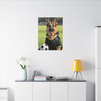 German Shepherd Oil Painting Soccer Portrait Canvas Wall Art Decor, Dog Lover Gift, Pet Owner Present, GSD Art Print