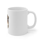 Australian Shepherd Stained Glass Monochrome Gold Ceramic Mug 11oz | Dog Lover Gift