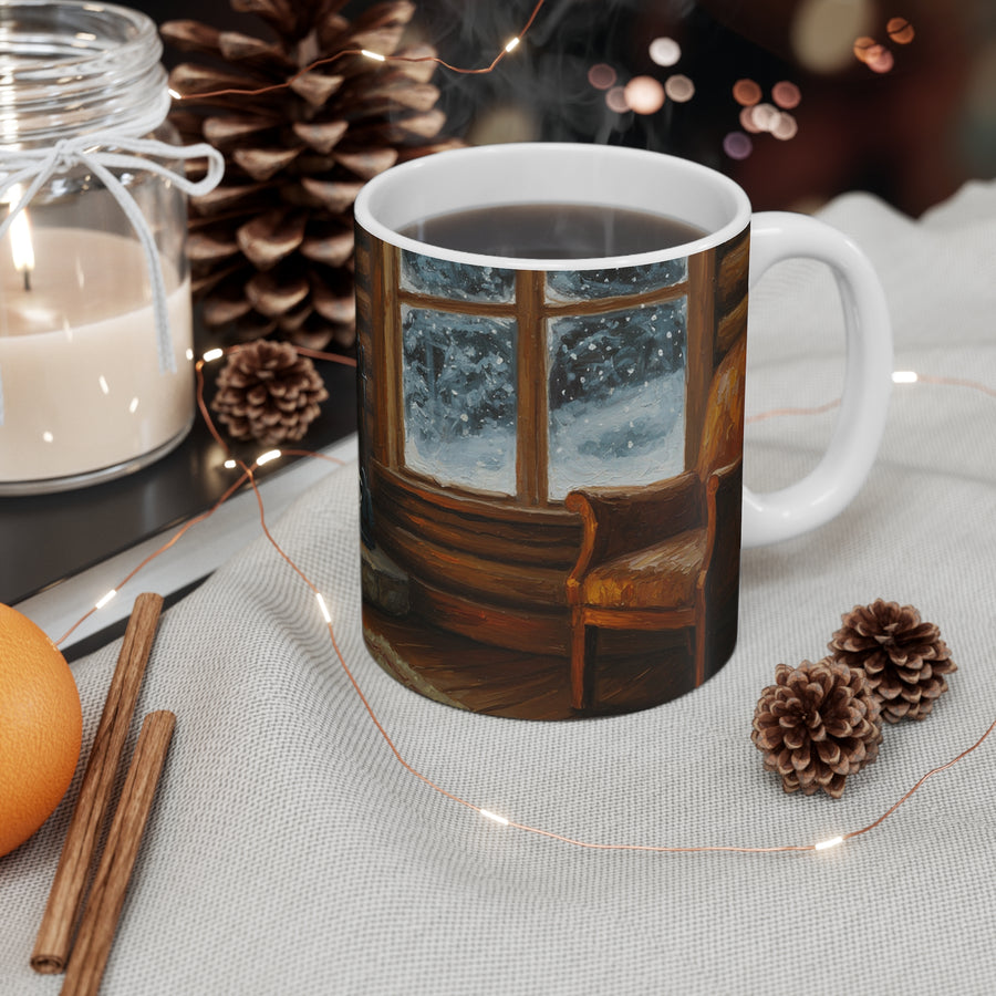 Acrylic Corgi - Winter Hearth | Ceramic Mug 11oz