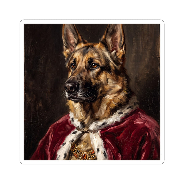 German Shepherd Kings & Queens Royal Portrait Sticker, Dog Portrait Vinyl Decal, Kiss-Cut Sticker, German Shepherd Lover Gift