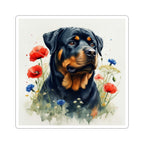 Rottweiler Watercolor Wildflower Field Kiss-Cut Stickers | Premium Dog Prints | Tritan — primary view