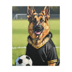 German Shepherd Oil Painting Soccer Portrait Canvas Wall Art Decor, Dog Lover Gift, Pet Owner Present, GSD Art Print