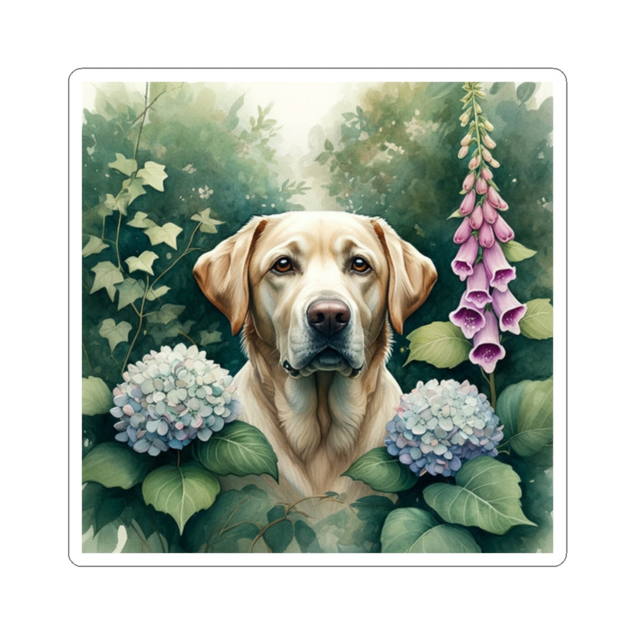 Labrador Retriever Watercolor Garden Peek Gift Set — Mug + Coaster + Sticker | Tritan