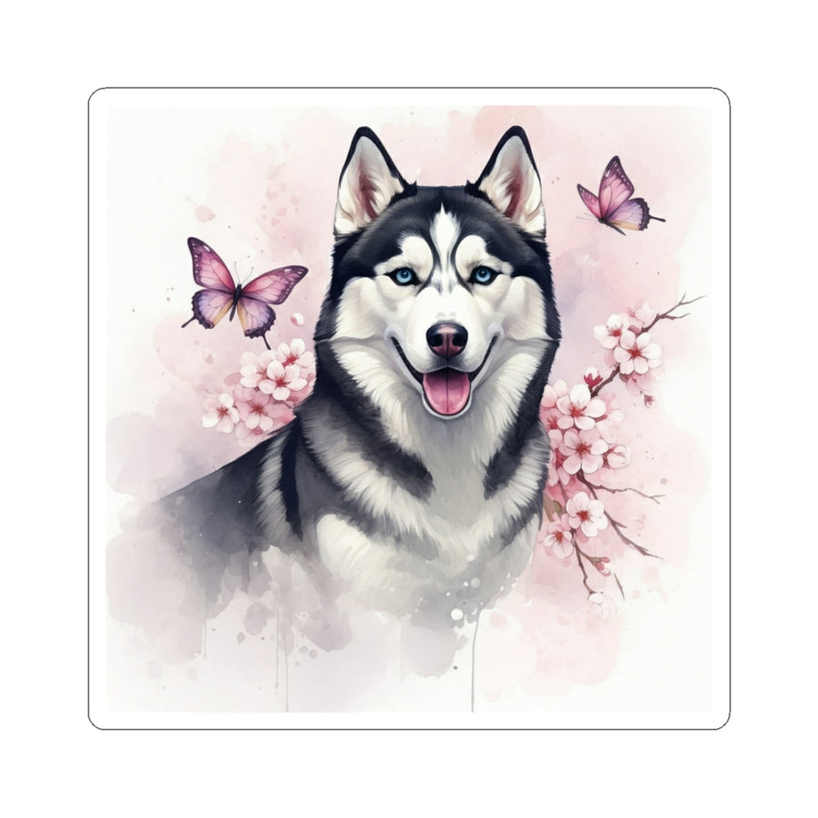 Siberian Husky Watercolor Butterfly Bloom Gift Set — Mug + Coaster + Sticker | Tritan