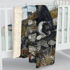 Acrylic Gallery Print Siberian Husky - Coastal Cliffside | Sherpa Fleece Blanket — detail view