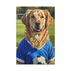 Golden Retriever Oil Painting Soccer Portrait Canvas Wall Art - Dog Lover Gift, Pet Decor for Home, Premium Stretched Canvas Print