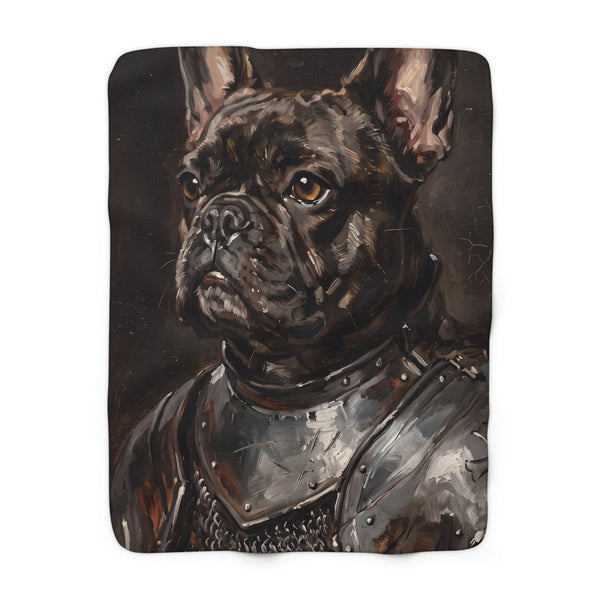 French Bulldog Medieval Knight Portrait Regal Throw Blanket | Premium Dog Art | Tritan