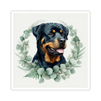 Rottweiler Watercolor Botanical Wreath Kiss-Cut Stickers | Premium Dog Prints | Tritan — view 3 of 12