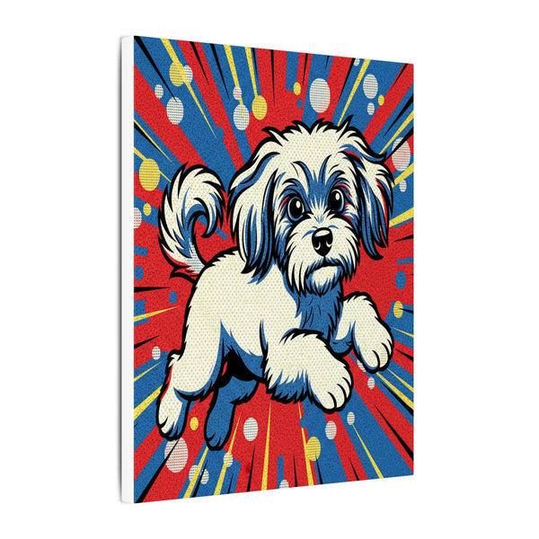 Havanese Comic Pop Art Canvas Print - Energetic Dog Wall Art - Retro Halftone Style - Dynamic Pet Portrait