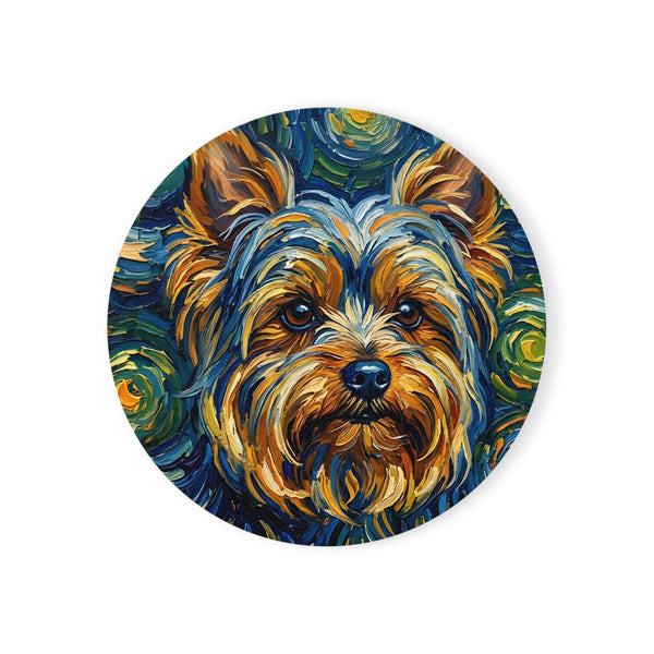 Yorkshire Terrier Post-Impressionist Oil Painting Coaster | Yorkie Gift for Dog Lovers