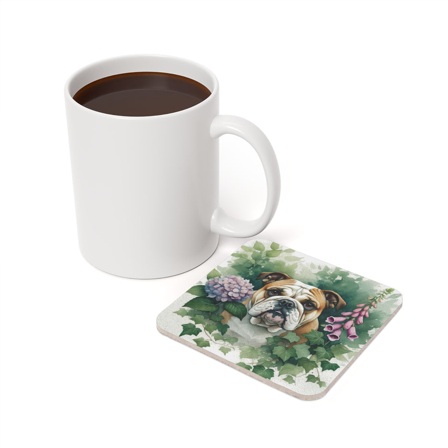 English Bulldog Watercolor Garden Peek Drink Coaster | Premium Dog Prints | Tritan — detail view