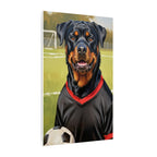 Rottweiler Oil Painting Soccer Portrait Canvas Wall Art Decor | Rottie Dog Lover Gift | Premium Pet Portrait Print