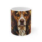 Beagle Stained Glass Warm Jewel Ceramic Mug 11oz | Dog Lover Gift