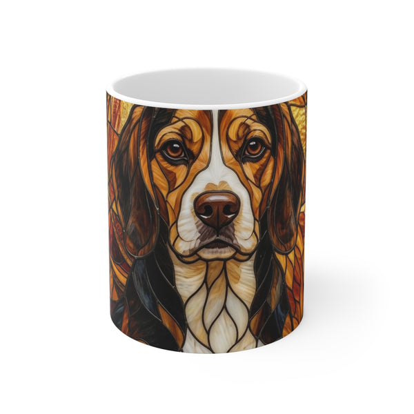 Beagle Stained Glass Warm Jewel Ceramic Mug 11oz | Dog Lover Gift