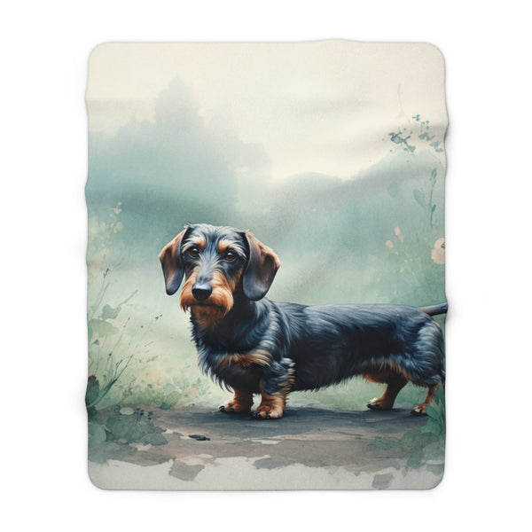 Dachshund Watercolor Rain Garden Throw Blanket | Premium Dog Prints | Tritan