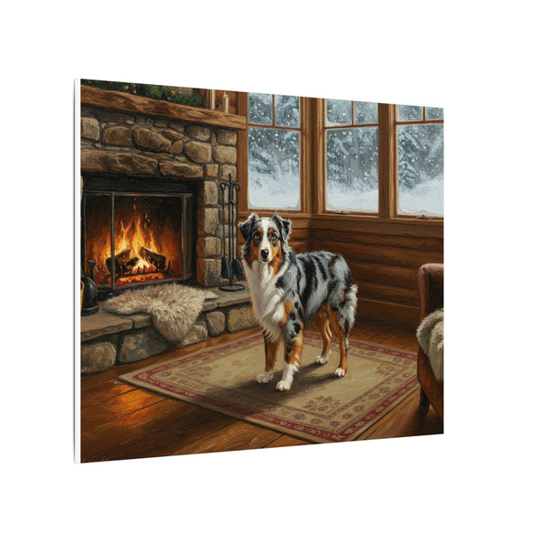 Australian Shepherd Canvas Wall Art Print | Aussie Dog Lover Gift | Dog Art Home Decor | Stretched Acrylic Painting Style