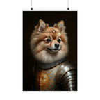 Pomeranian Medieval Knight Portrait Matte Poster, Regal Dog Art Print, Pomeranian Lover Gift, Wall Art