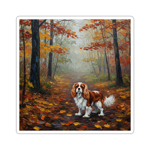 Acrylic Cavalier King Charles Spaniel - Autumn Woods | Kiss-Cut Stickers