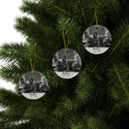 Pack of 3 French Bulldog memorial ornaments on a Christmas tree