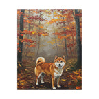 Shiba Inu Acrylic Painting Canvas Wall Art | Autumn Woods Dog Decor | Cute Shiba Gift for Dog Lovers | Pet Portrait Print