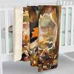 German Shepherd Watercolor Autumn Path Sherpa Fleece Blanket | Dog Lover Gift