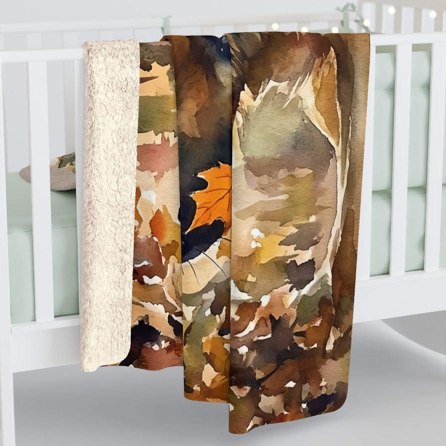 German Shepherd Watercolor Autumn Path Sherpa Fleece Blanket | Dog Lover Gift