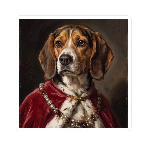 Beagle Kings & Queens Royal Portrait Sticker, Dog Portrait Vinyl Decal, Kiss-Cut Sticker, Beagle Lover Gift
