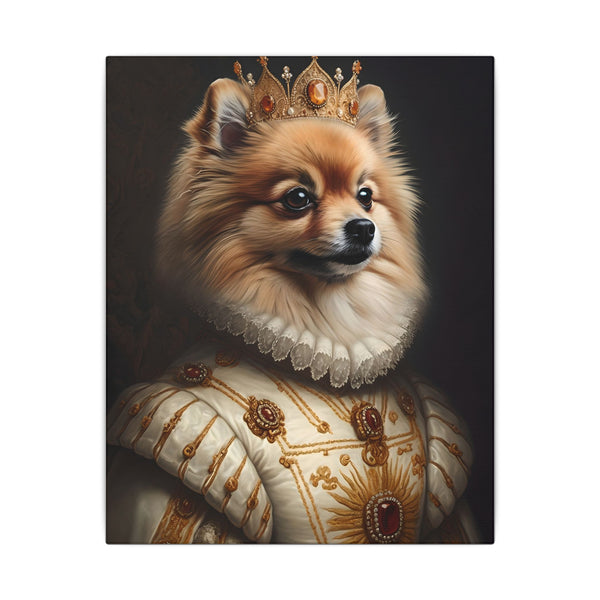 Pomeranian Kings & Queens Royal Portrait Canvas Wall Art, Regal Dog Painting, Pomeranian Lover Gift, Stretched Canvas
