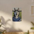 Siberian Husky Oil Painting Soccer Portrait Canvas Art | Dog Wall Decor | Pet Lover Gift for Sports Fans
