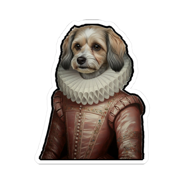 Havanese Renaissance Royal Portrait Sticker, Dog Portrait Vinyl Decal, Kiss-Cut Sticker, Havanese Lover Gift
